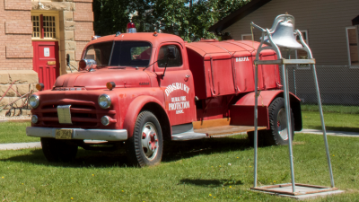The Didsbury Rural Fire Protection's Tanker Truck now greets everyone who enters the Museum grounds.